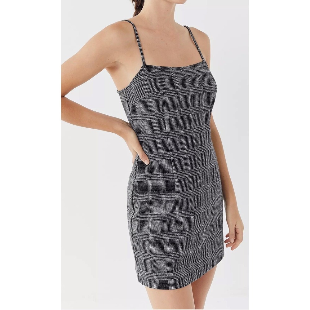 SAYLOR Mini Dress Women‎ XS Gray Plaid Check Bodycon Preppy Minimalist Chic